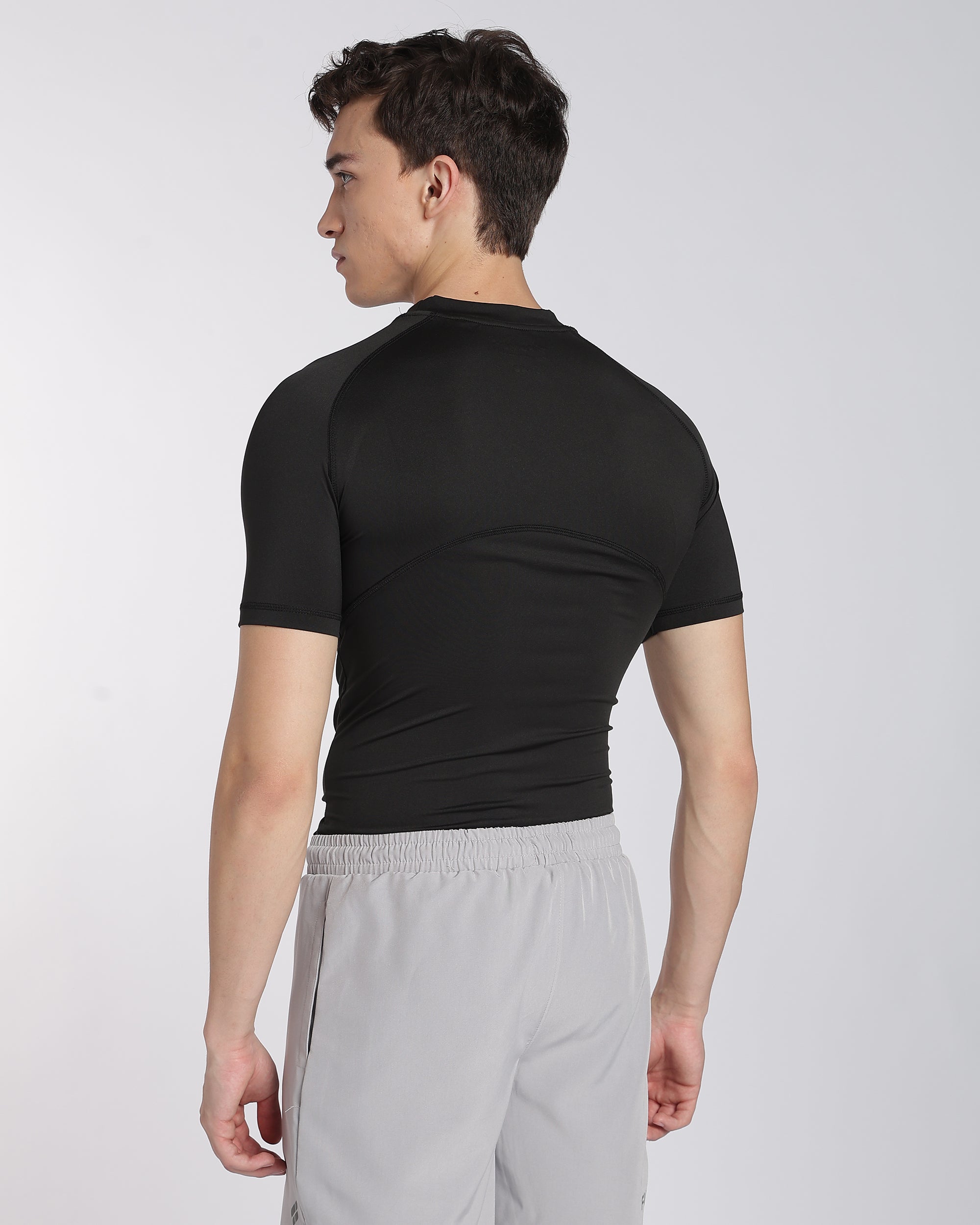 Men's Skin Half Sleeve Compression T-shirt Black