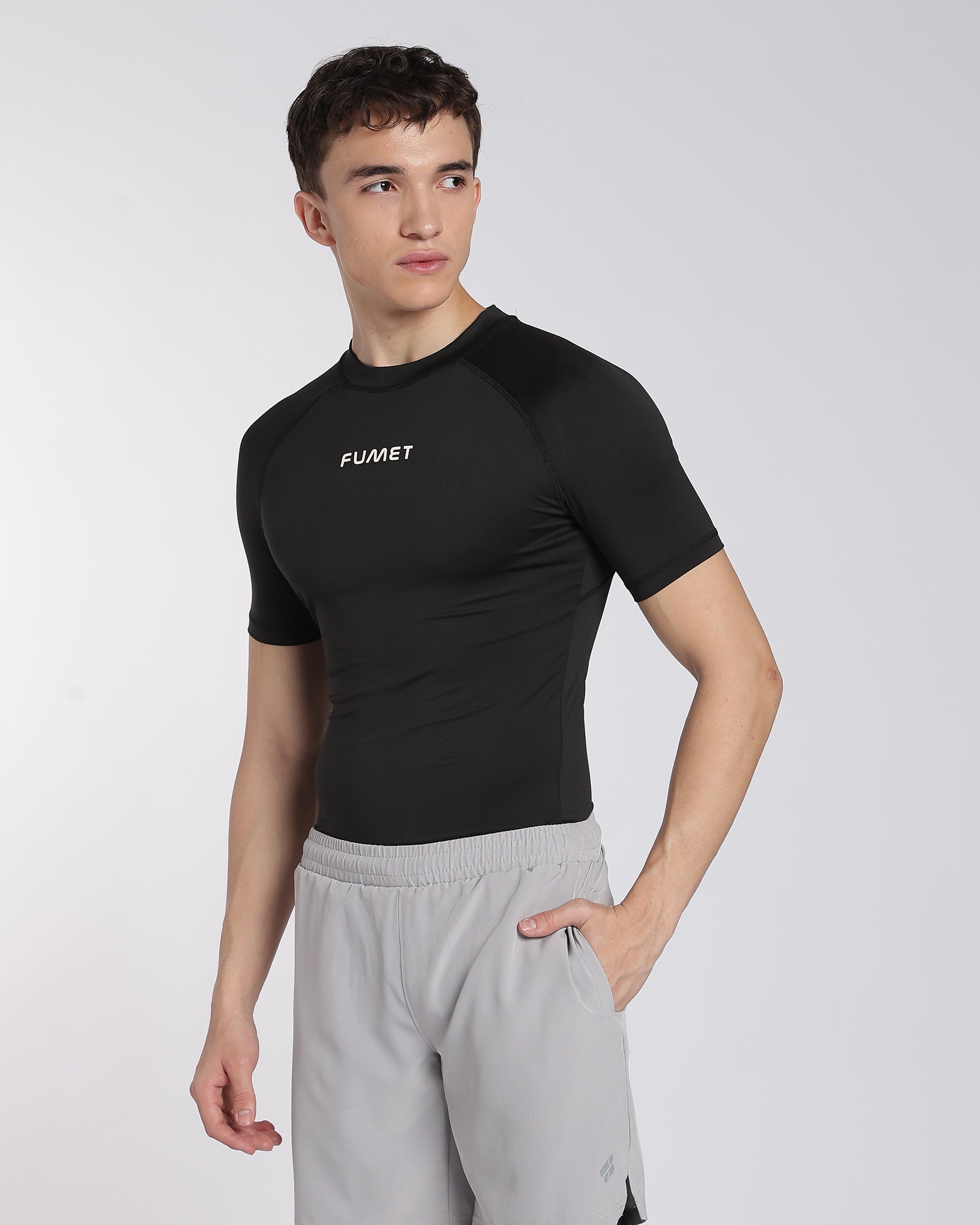 Men's Skin Half Sleeve Compression T-shirt Black
