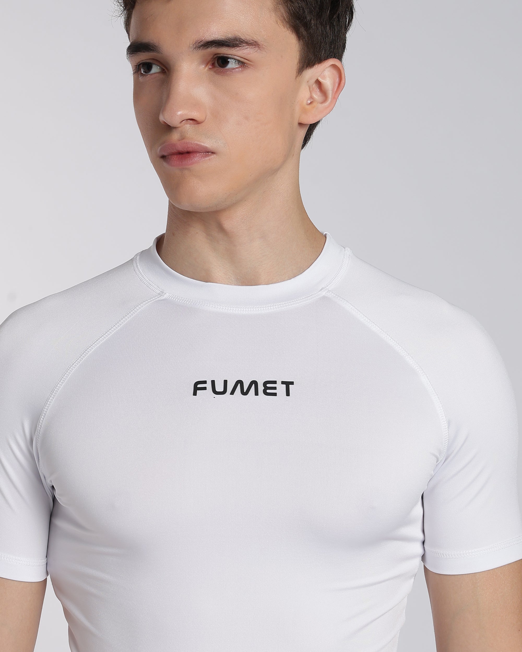 Men's Skin Half Sleeve Compression T-shirt White