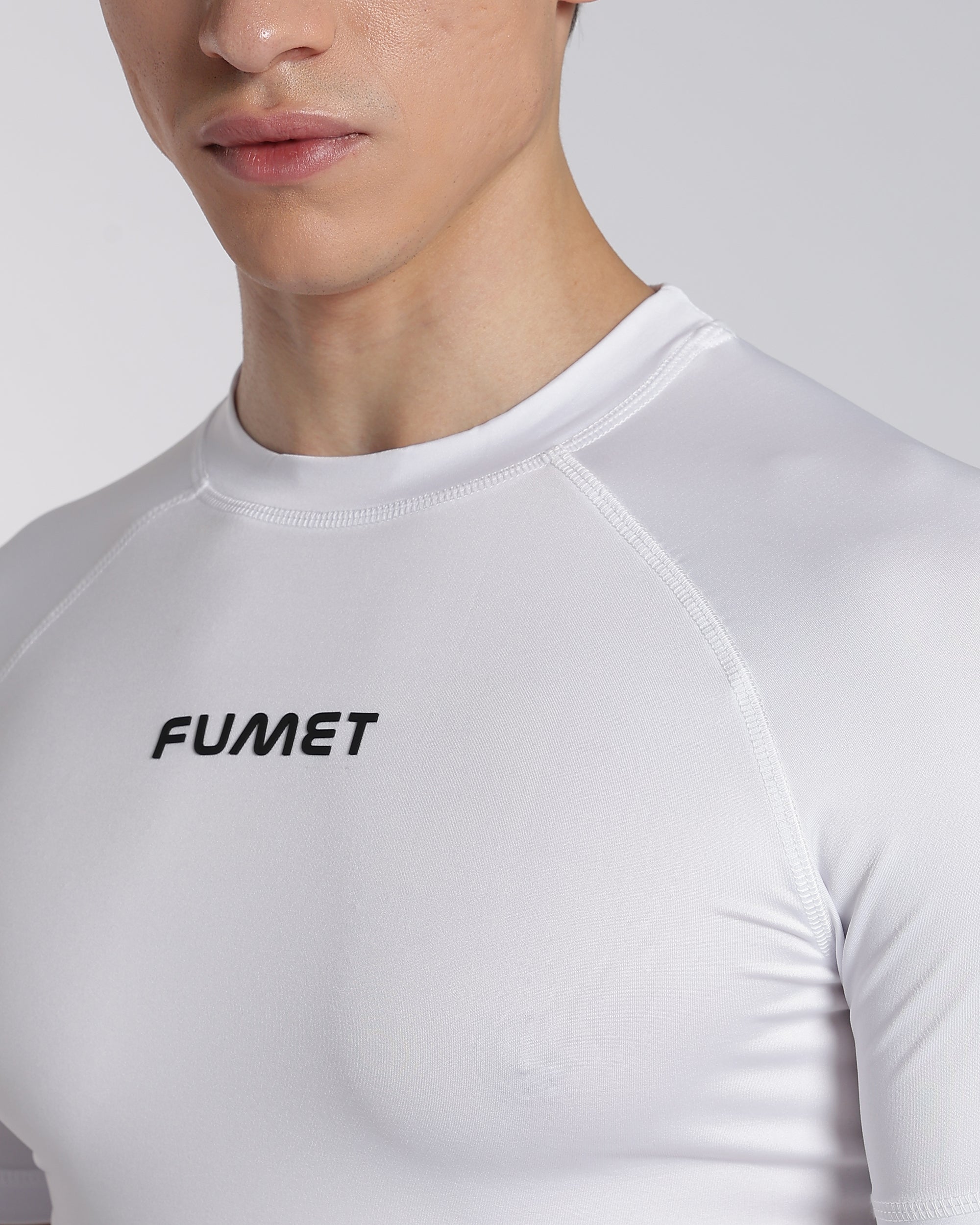 Men's Skin Half Sleeve Compression T-shirt White