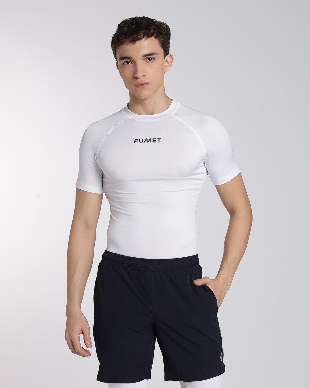 Men's Skin Half Sleeve Compression T-shirt White