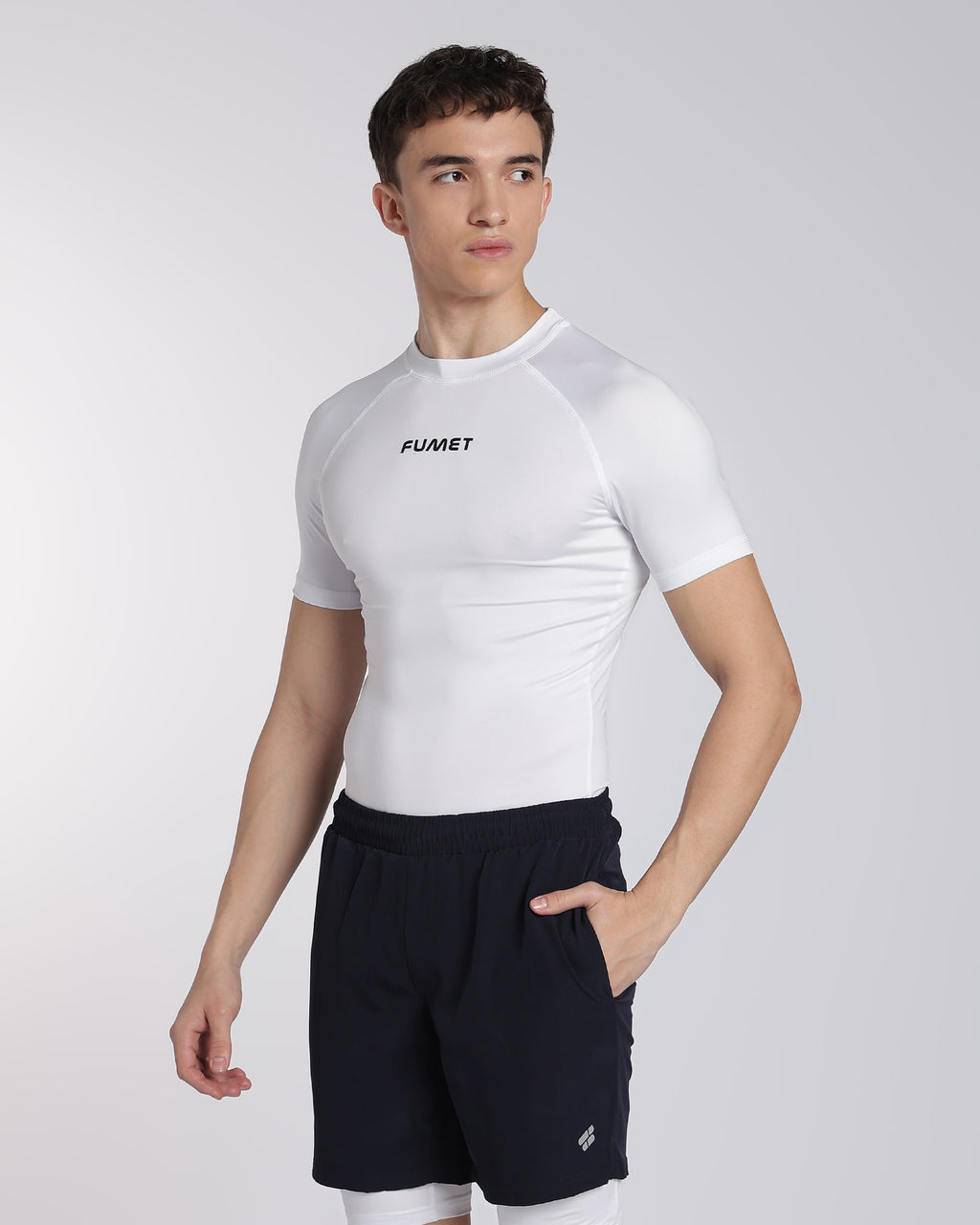 Men's Skin Half Sleeve Compression T-shirt White