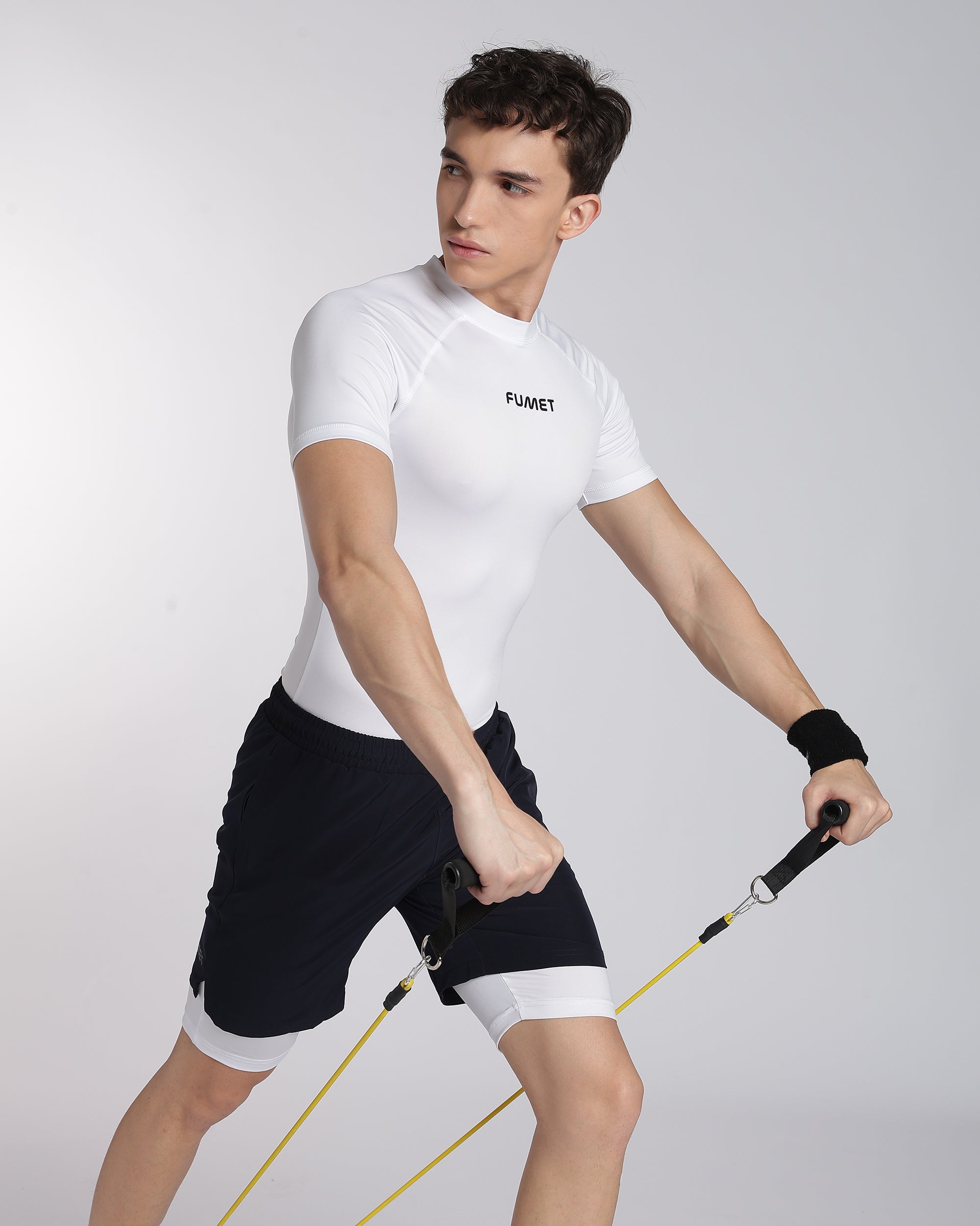 Men's Skin Half Sleeve Compression T-shirt White