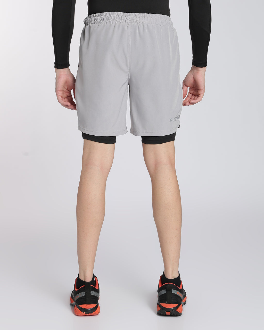 Men's Elite 2 in 1 Compression Shorts Light Grey