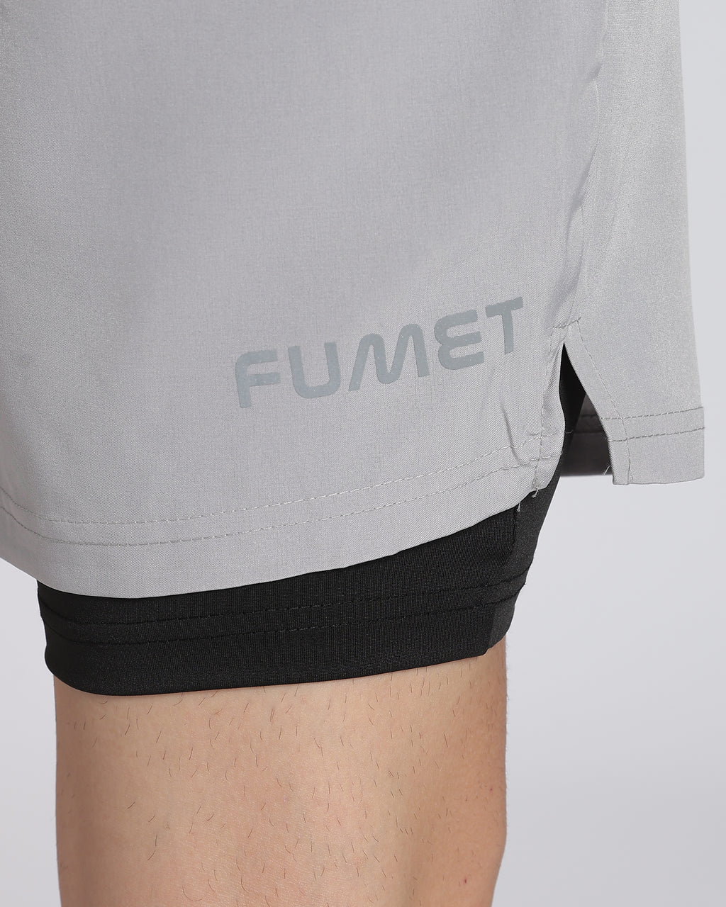 Men's Elite 2 in 1 Compression Shorts Light Grey