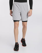 Men's Elite 2 in 1 Compression Shorts Light Grey
