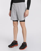 Men's Elite 2 in 1 Compression Shorts Light Grey