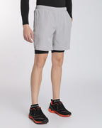 Men's Elite 2 in 1 Compression Shorts Light Grey