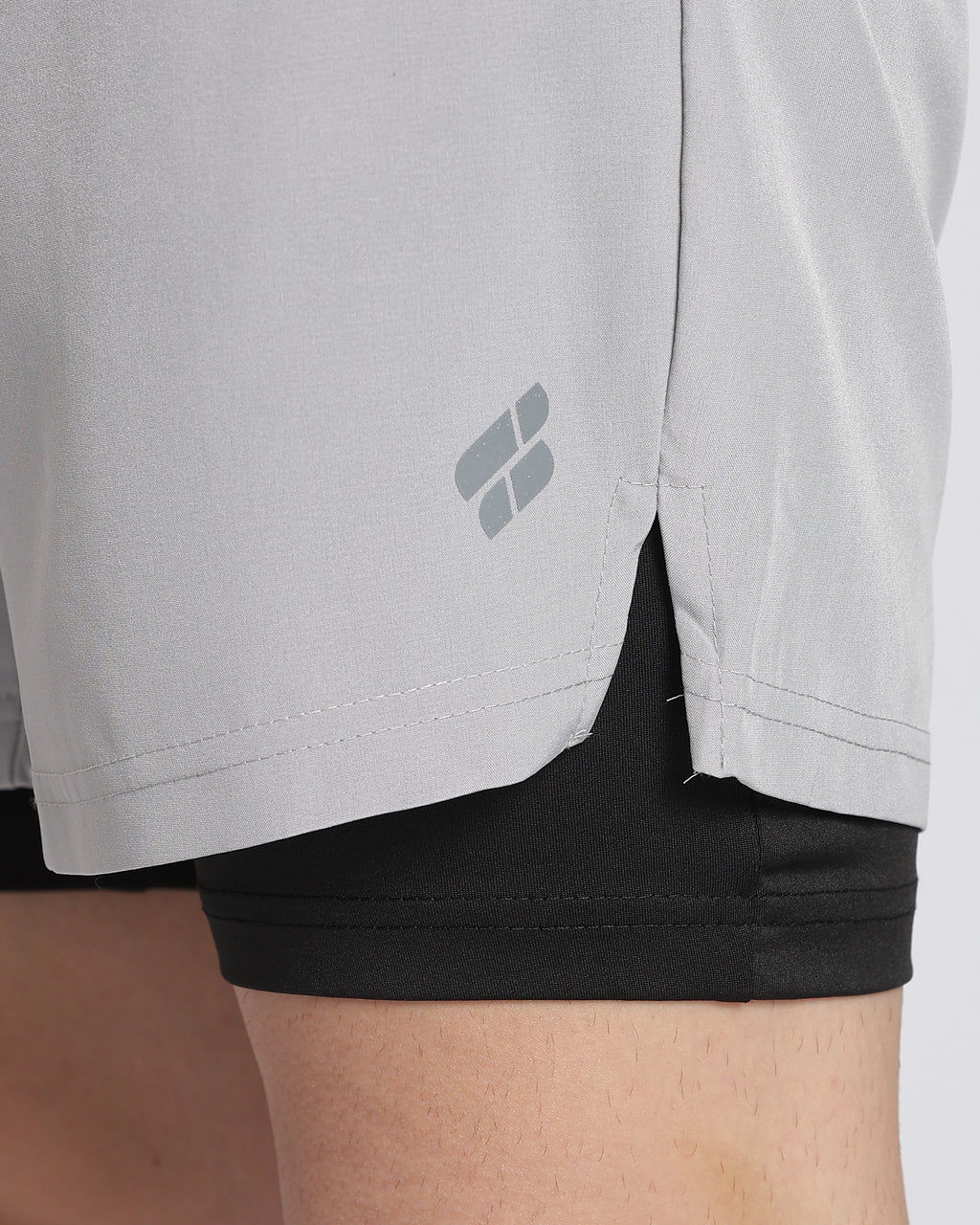 Men's Elite 2 in 1 Compression Shorts Light Grey