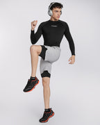 Men's Elite 2 in 1 Compression Shorts Light Grey