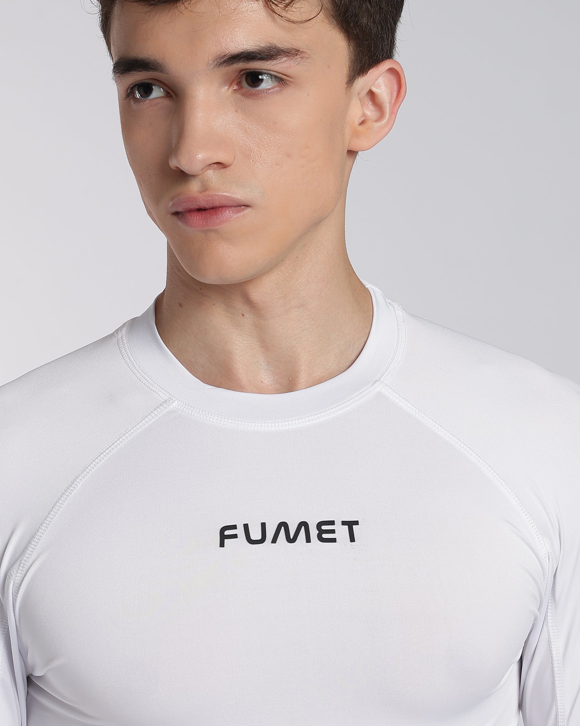 Men's Skin Full Sleeve Compression T-shirt White