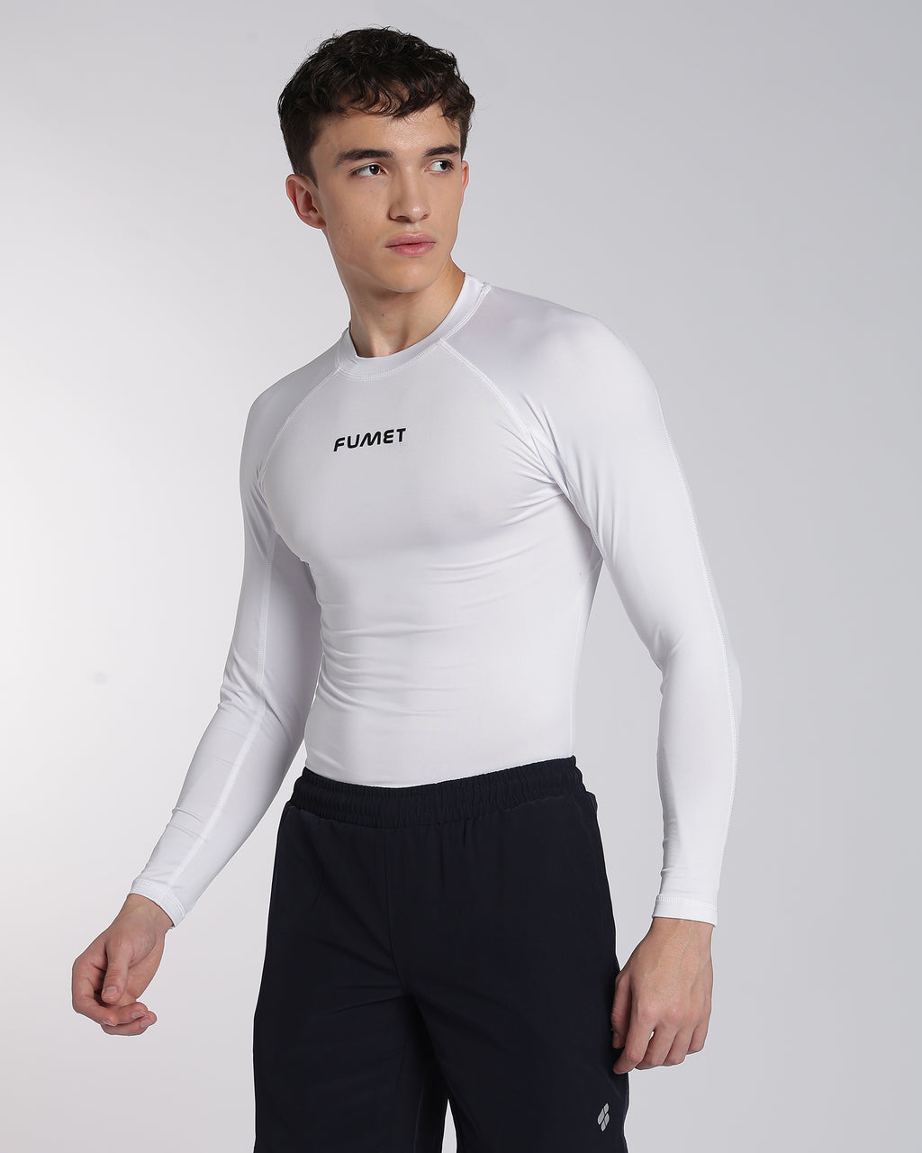 Men's Skin Full Sleeve Compression T-shirt White