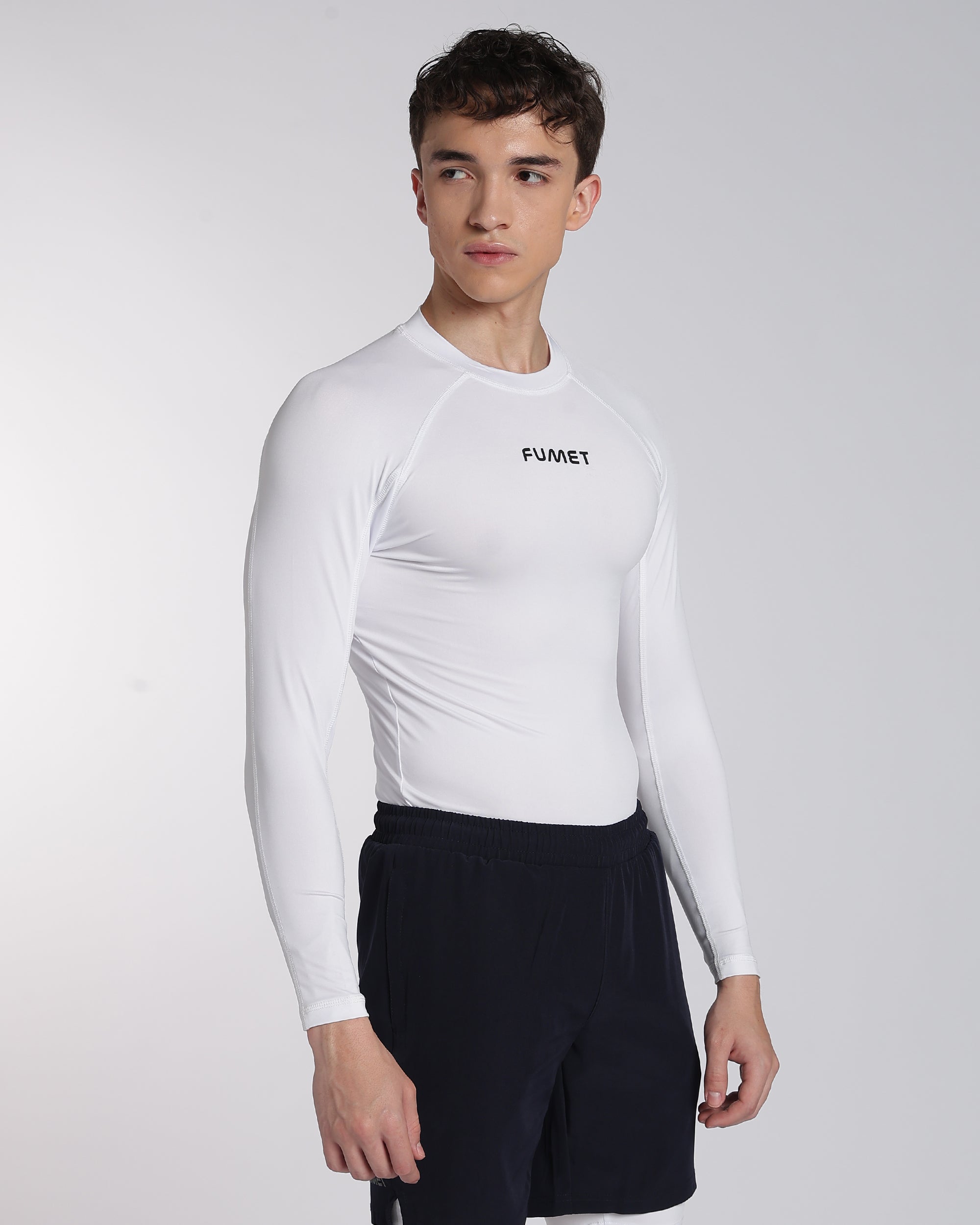 Men's Skin Full Sleeve Compression T-shirt White