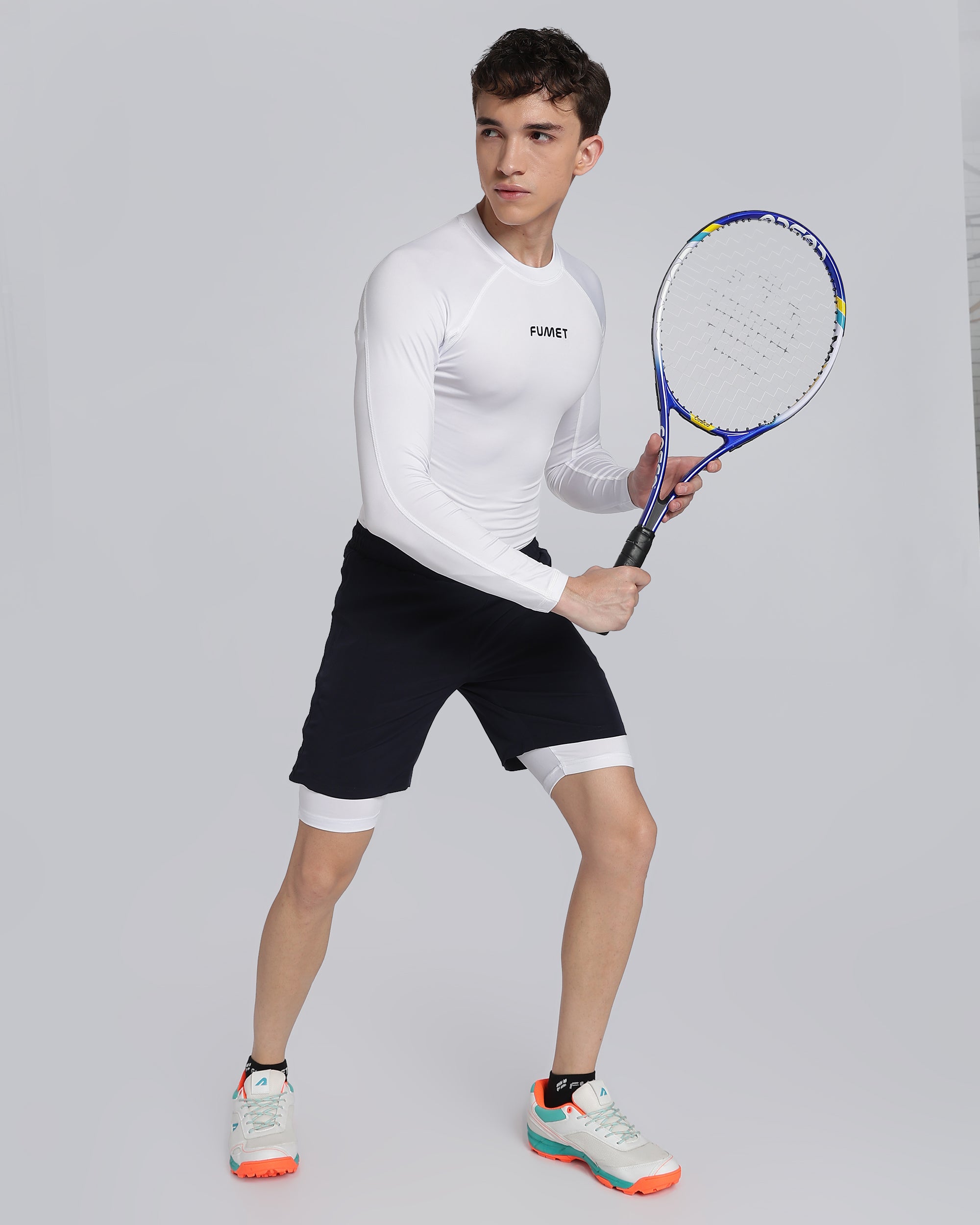 Men's Skin Full Sleeve Compression T-shirt White