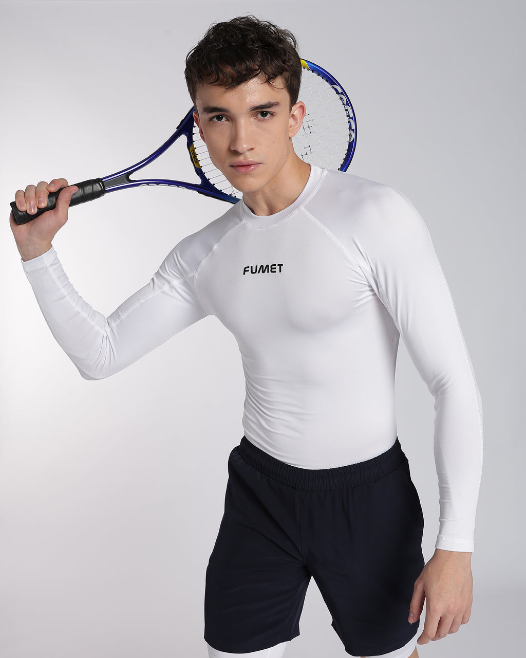 Men's Skin Full Sleeve Compression T-shirt White