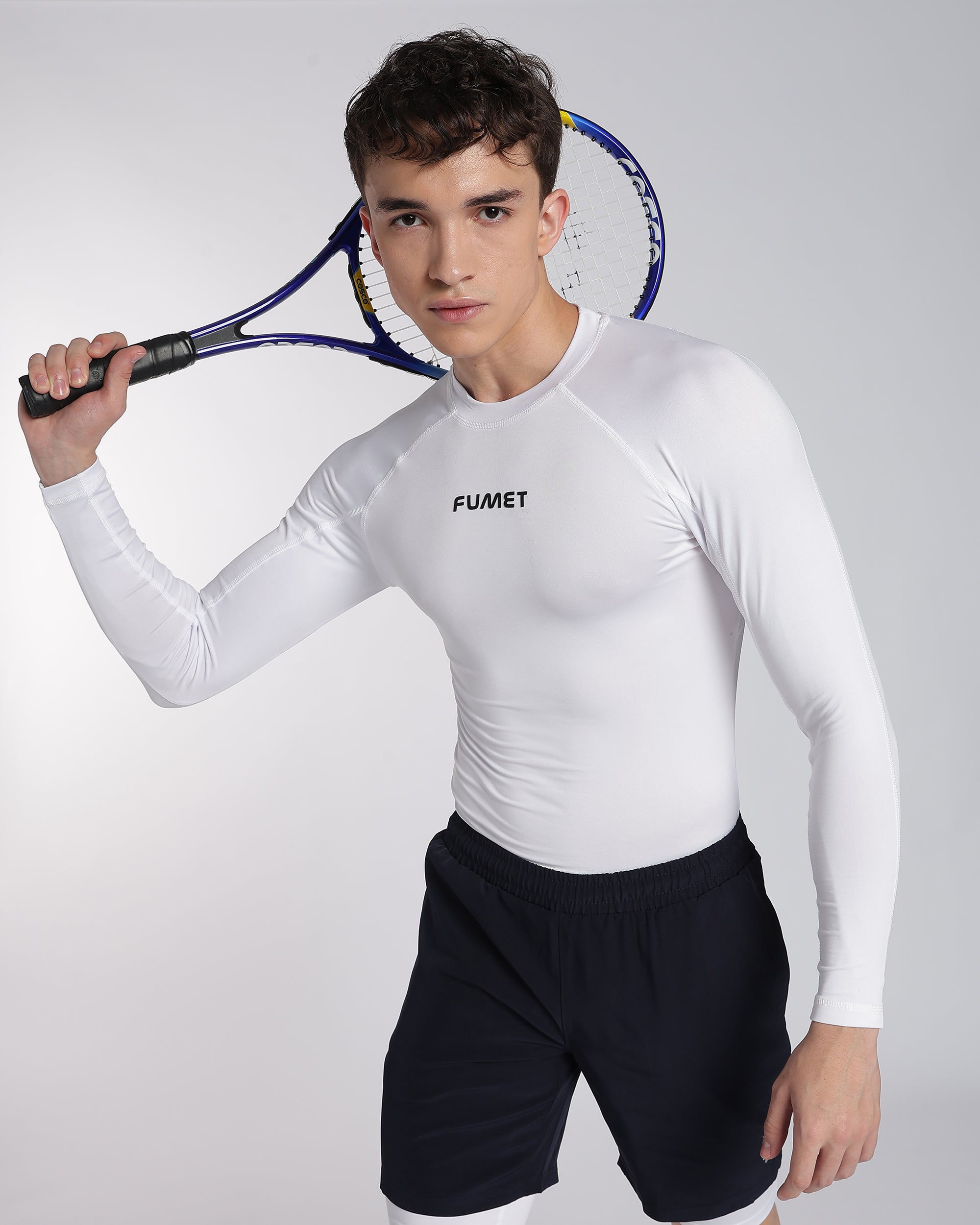 Men's Skin Full Sleeve Compression T-shirt White
