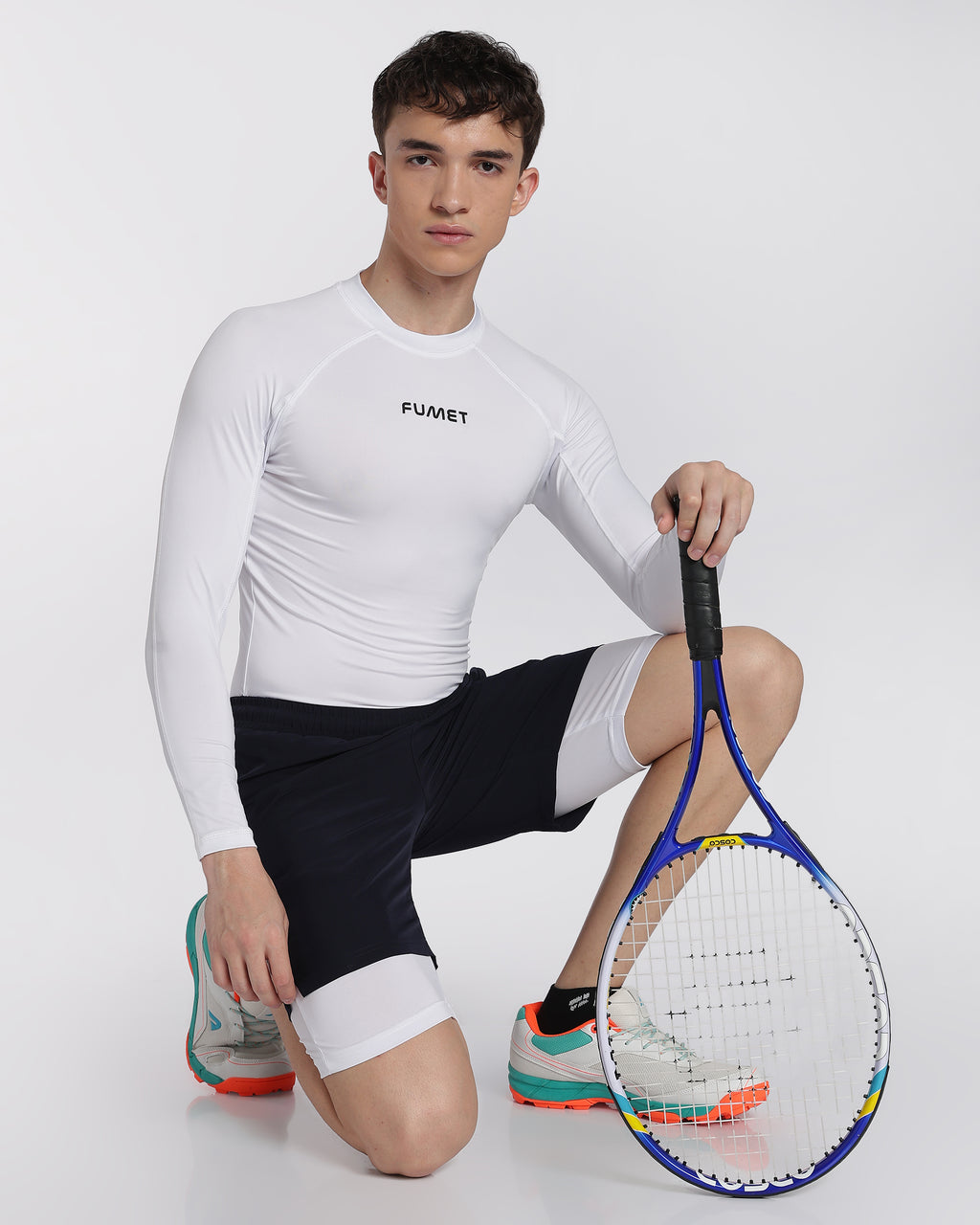 Men's Skin Full Sleeve Compression T-shirt White