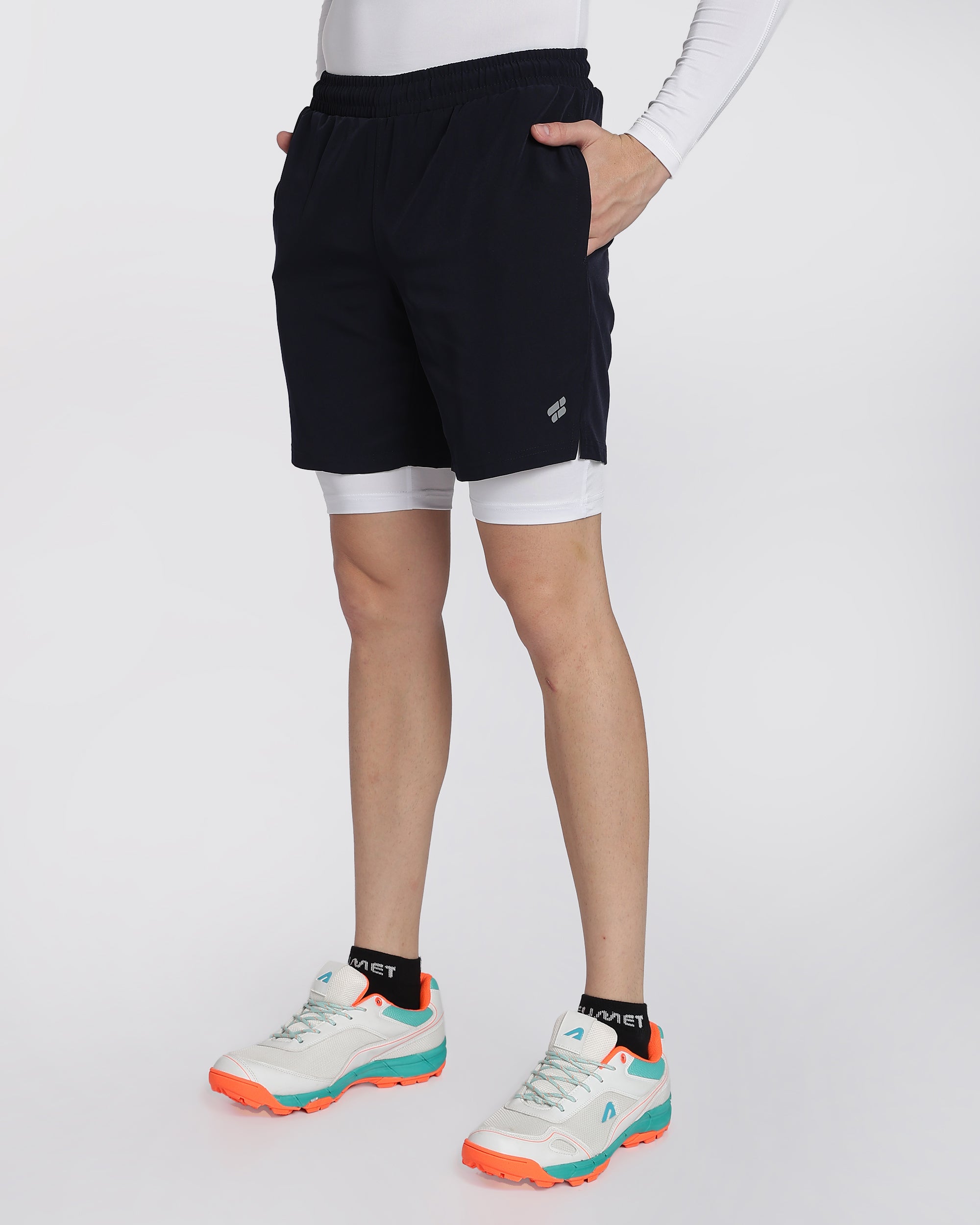 Men's Elite 2 in 1 Compression Shorts Navy
