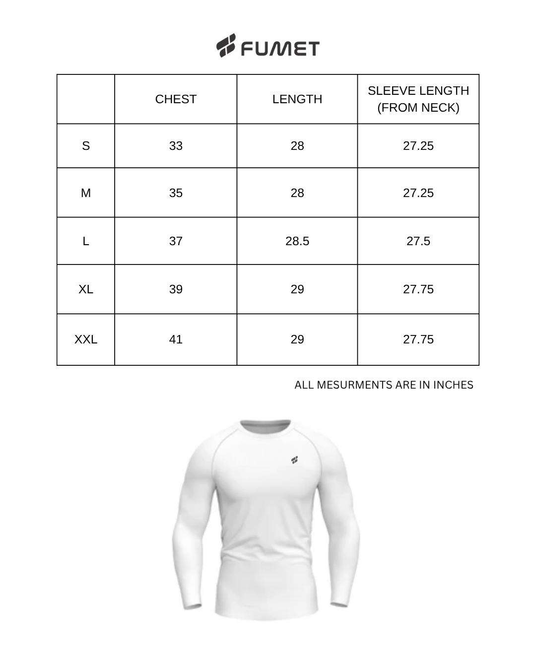 Men's Skin Full Sleeve Compression T-shirt White